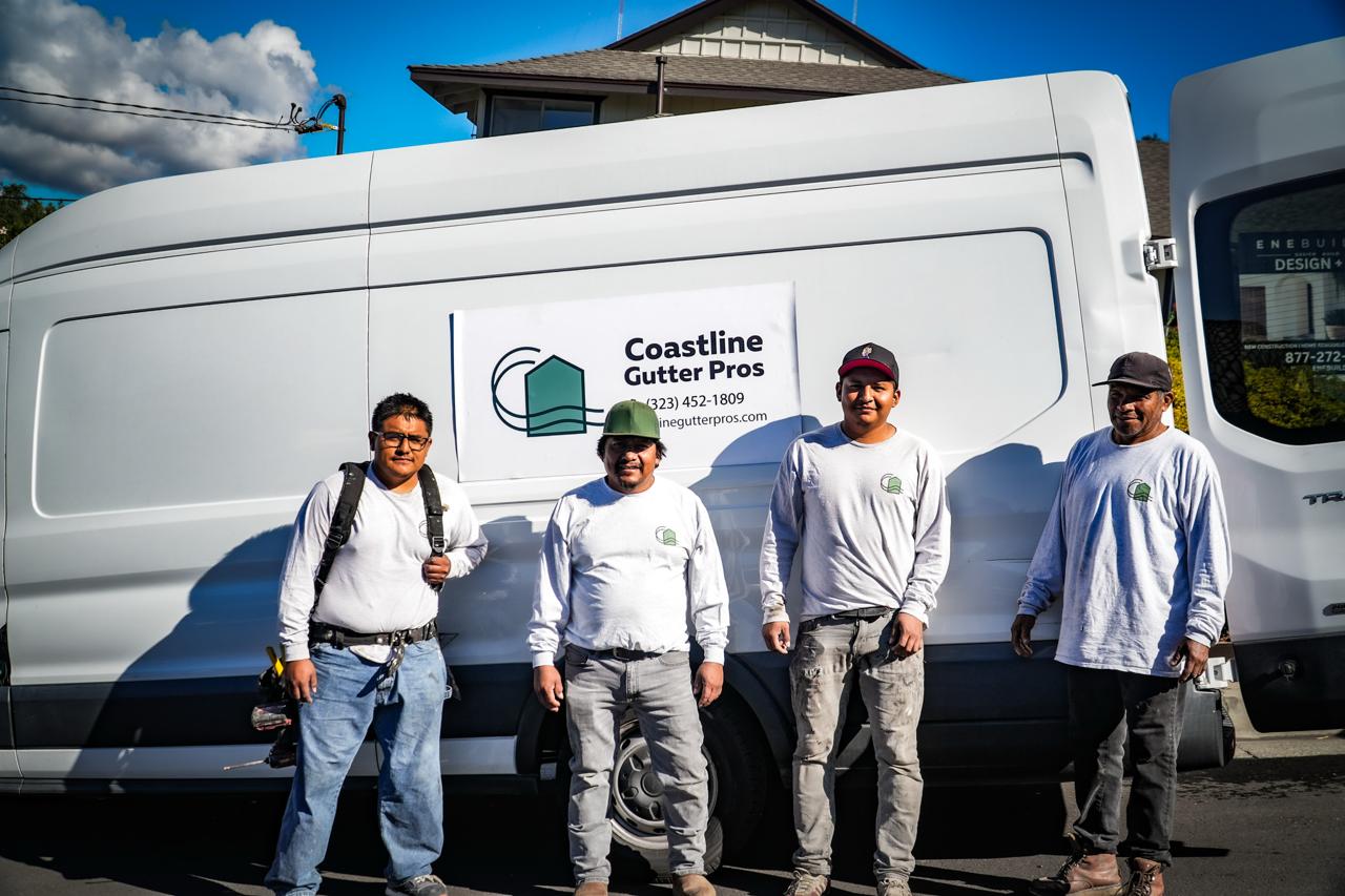 Coastline service van at a commercial job site in Los Angeles.